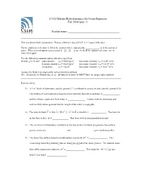 13.012 Marine Hydrodynamics for Ocean Engineers Fall 2004 Quiz #1 Student Name: ˆ4 10