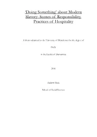 'Doing Something' About Modern Slavery: Scenes of Responsibility, Practices of Hospitality