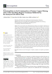 Extremophiles in Soil Communities of Former Copper Mining Sites of the East Harz Region (Germany) Reﬂected by Re-Analyzed 16S Rrna Data