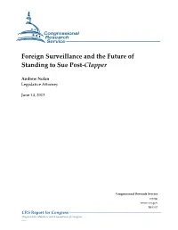 Foreign Surveillance and the Future of Standing to Sue Post-Clapper