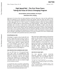 High-Speed Rail – the First Three Years: Taking the Pulse of China’S Emerging Program