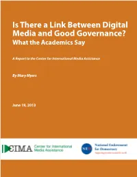 Is There a Link Between Digital Media and Good Governance? What the Academics Say