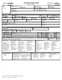 Jonesboro Police Dept Report Date 11/07/18 Page 1 of 9 Incident Report Report Time 3:31 PM Status Exception Clearance Date Reporting Officer ORI/Agency