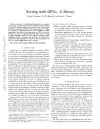Sorting with Gpus: a Survey Dmitri I