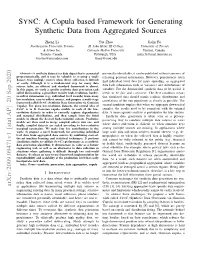 SYNC: a Copula Based Framework for Generating Synthetic Data from Aggregated Sources