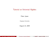 Tutorial on Universal Algebra