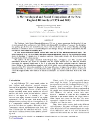 Article a Meteorological and Social Comparison of the New England