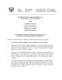 In the Matter of Garth H. Drabinsky, Myron I. Gottlieb and Gordon Eckstein