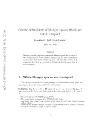On the Definability of Menger Spaces Which Are Not/Sigma-Compact