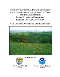 Stanford Habitat Conservation Plan and Draft Environmental Impact Statement Revised and Sent August 30, 2010