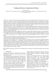 Teaching of Structural Analysis Into the Future