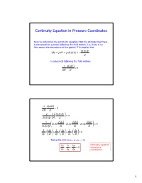 Continuity Equation in Pressure Coordinates