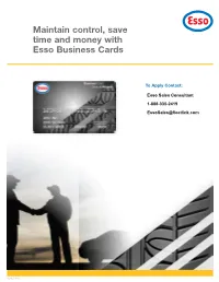 Maintain Control, Save Time and Money with Esso Business Cards
