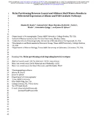 Niche Partitioning Between Coastal and Offshore Shelf Waters Results in 2 Differential Expression of Alkane and PAH Catabolic Pathways 3 4 5 6 Shawn M