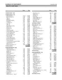 Schedule of Investments Health Care Fund