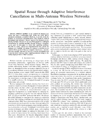Spatial Reuse Through Adaptive Interference Cancellation in Multi-Antenna Wireless Networks