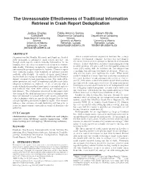 The Unreasonable Effectiveness of Traditional Information Retrieval in Crash Report Deduplication