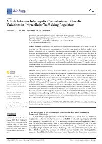 A Link Between Intrahepatic Cholestasis and Genetic Variations in Intracellular Trafﬁcking Regulators