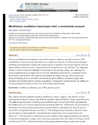 Mindfulness Meditation–Based Pain Relief: a Mechanistic Account