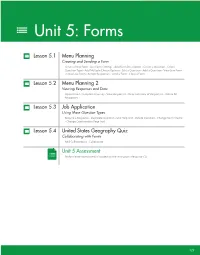 Unit 5: Google Forms
