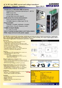 AC & DC True RMS Current and Voltage Transducer Wattmeter