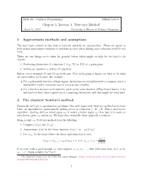 Chapter 3, Lecture 1: Newton's Method 1 Approximate