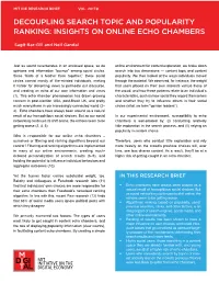 Decoupling Search Topic and Popularity Ranking: Insights on Online Echo Chambers