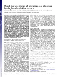 Direct Characterization of Amyloidogenic Oligomers by Single-Molecule Fluorescence