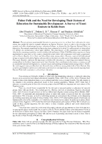 Fisher Folk and the Need for Developing Their System of Education for Sustainable Development: a Survey of Yauri Emirate in Kebbi State