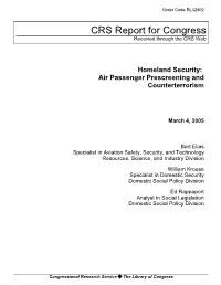 Homeland Security: Air Passenger Prescreening and Counterterrorism