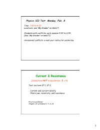 Physics 1E3 Test Monday, Feb. 8