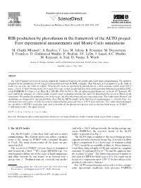 RIB Production by Photofission in the Framework of the ALTO Project