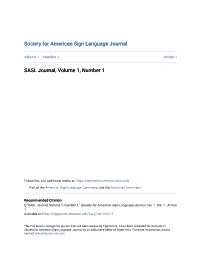 SASL Journal, Volume 1, Number 1
