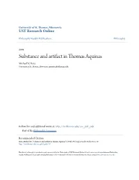 Substance and Artifact in Thomas Aquinas Michael W