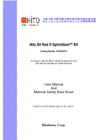 Hito Oil Red O Optimstain™ Kit Manual and MSDS