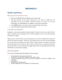 ISNCON2011 Speaker Guidelines
