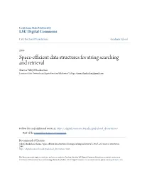 Space-Efficient Data Structures for String Searching and Retrieval