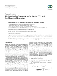 The Yang-Laplace Transform for Solving the Ivps with Local Fractional Derivative