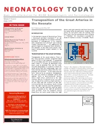 Transposition of the Great Arteries in the Neonate in THIS ISSUE