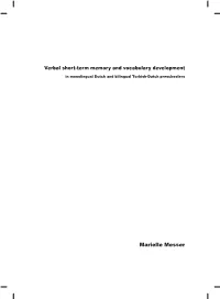 Verbal Short-Term Memory and Vocabulary Development Marielle