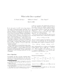 What Is the Dirac Equation?
