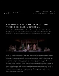 A Pathbreaking and Splendid 'The Passenger' from Ubc Opera