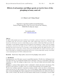 Effects of Soil Moisture and Tillage Speeds on Tractive Force of Disc Ploughing in Loamy Sand Soil