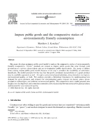 Impure Public Goods and the Comparative Statics of Environmentally Friendly Consumption
