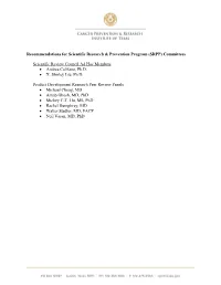 Recommendations for Scientific Research & Prevention Program (SRPP) Committees