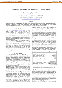 Annotating COMPARA, a Grammar-Aware Parallel Corpus