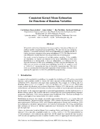 Consistent Kernel Mean Estimation for Functions of Random Variables