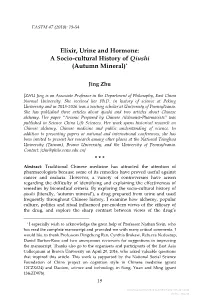 Elixir, Urine and Hormone: a Socio-Cultural History of Qiushi (Autumn Mineral)*