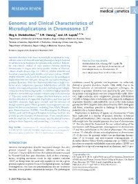 Genomic and Clinical Characteristics of Microduplications in Chromosome 17 Oleg A