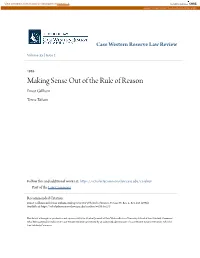 Making Sense out of the Rule of Reason Ernest Gellhorn